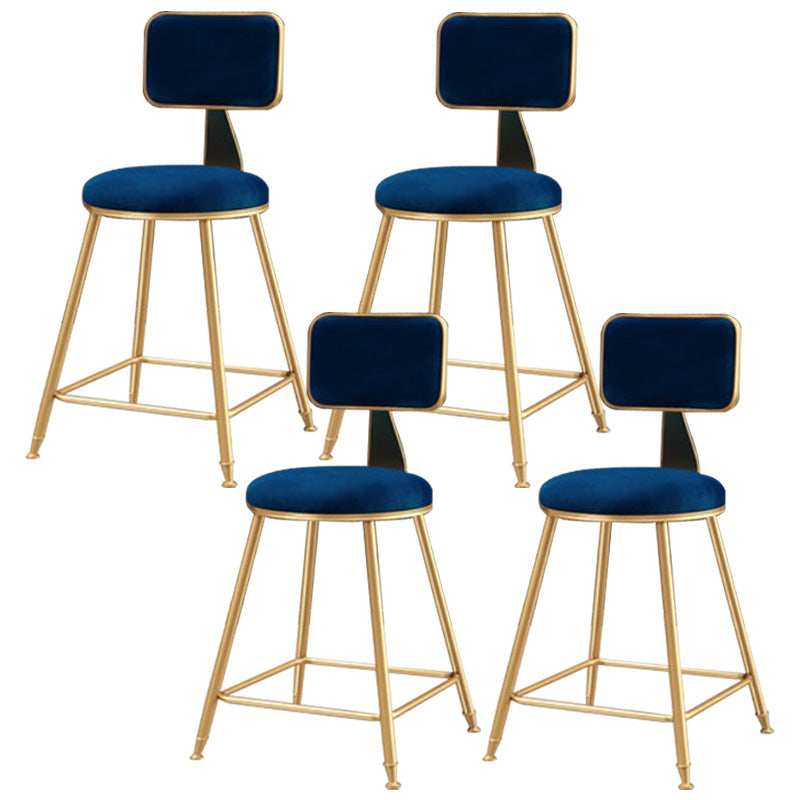 Glam Round Upholstered Counter Stool Low Back Stool with Gold Frame