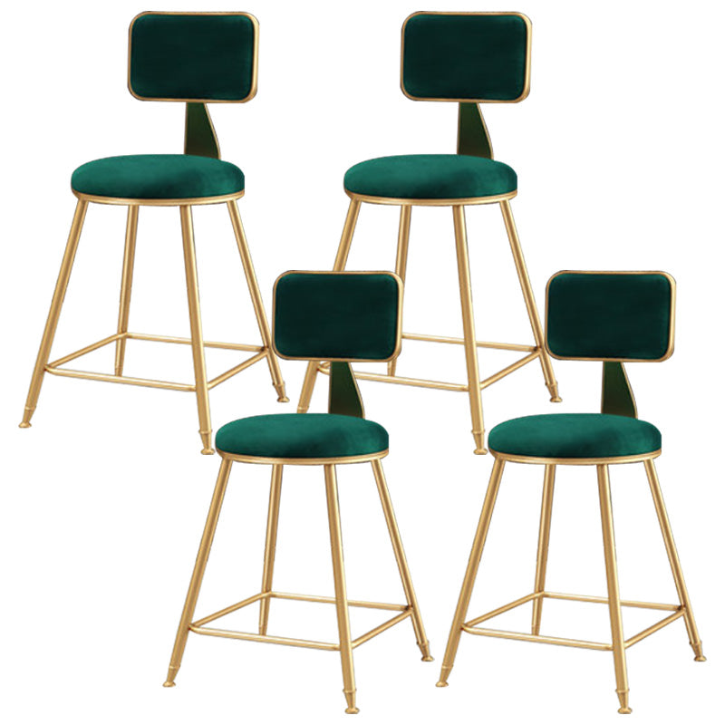 Glam Round Upholstered Counter Stool Low Back Stool with Gold Frame