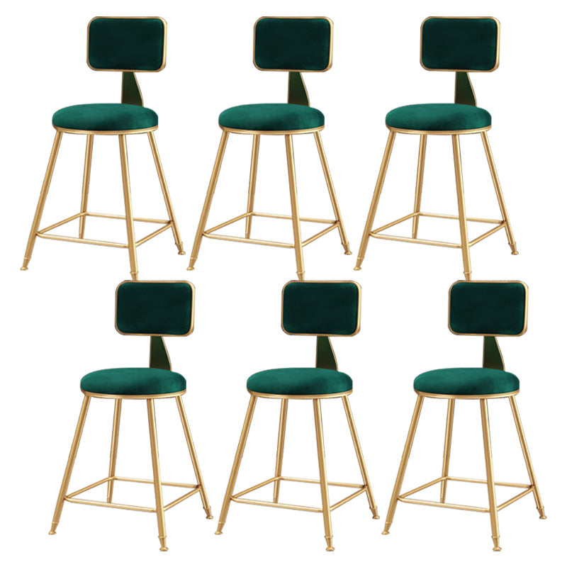 Glam Round Upholstered Counter Stool Low Back Stool with Gold Frame