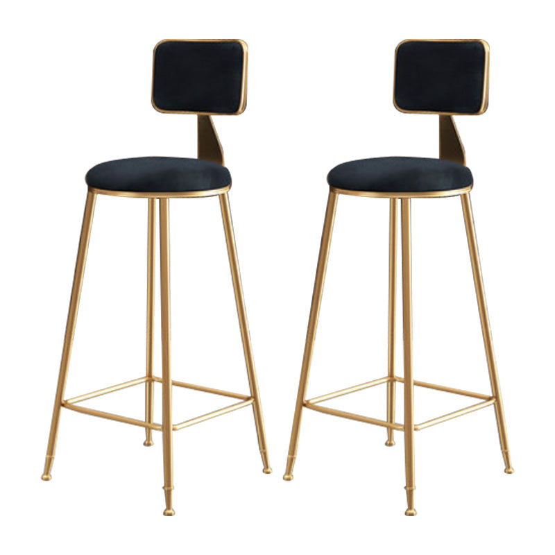 Glam Round Upholstered Counter Stool Low Back Stool with Gold Frame