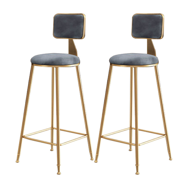 Glam Round Upholstered Counter Stool Low Back Stool with Gold Frame