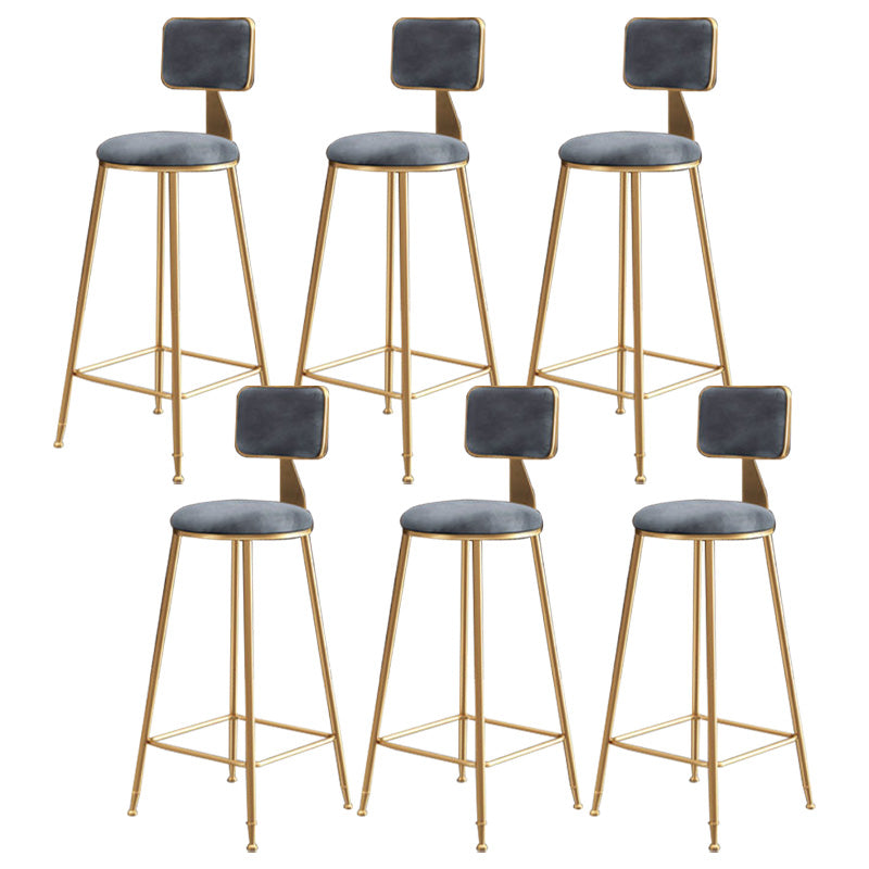 Glam Round Upholstered Counter Stool Low Back Stool with Gold Frame