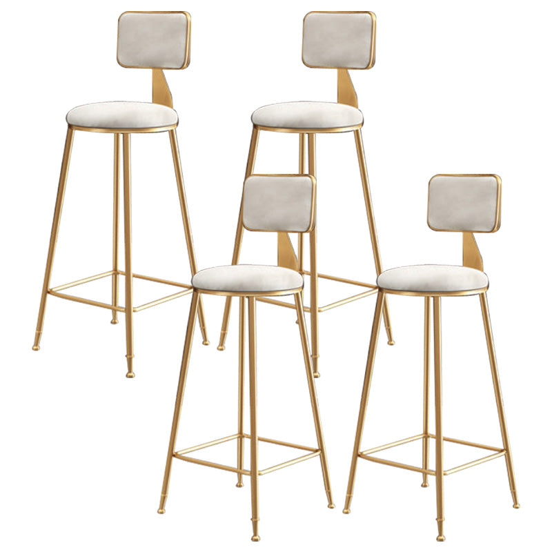 Glam Round Upholstered Counter Stool Low Back Stool with Gold Frame
