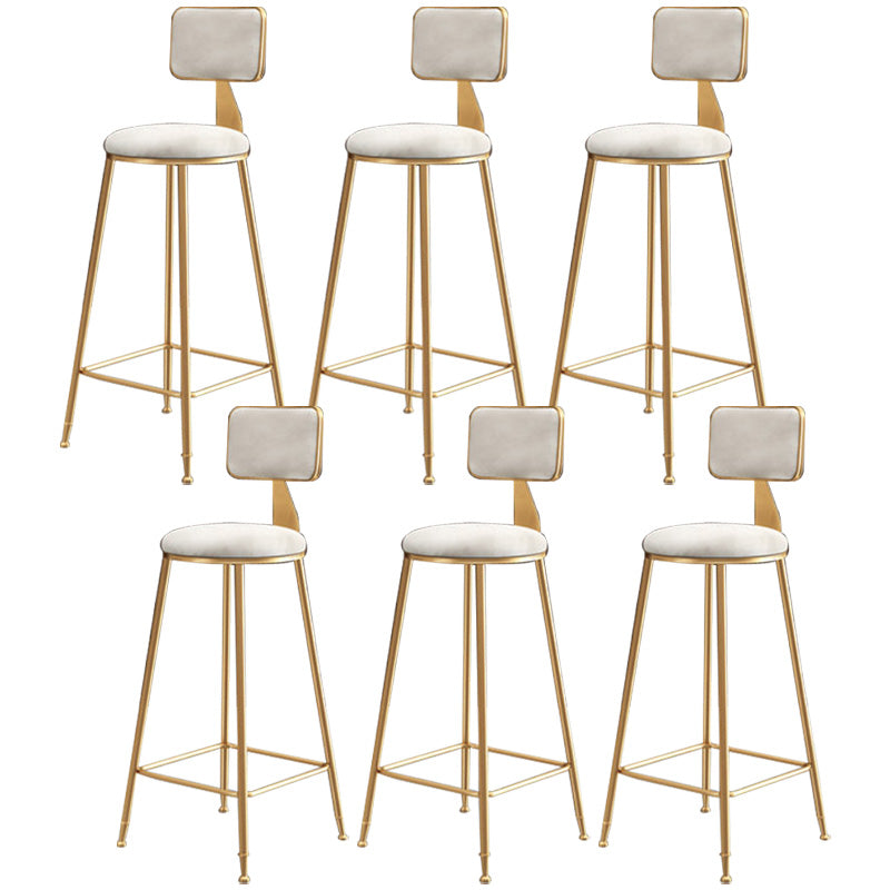Glam Round Upholstered Counter Stool Low Back Stool with Gold Frame
