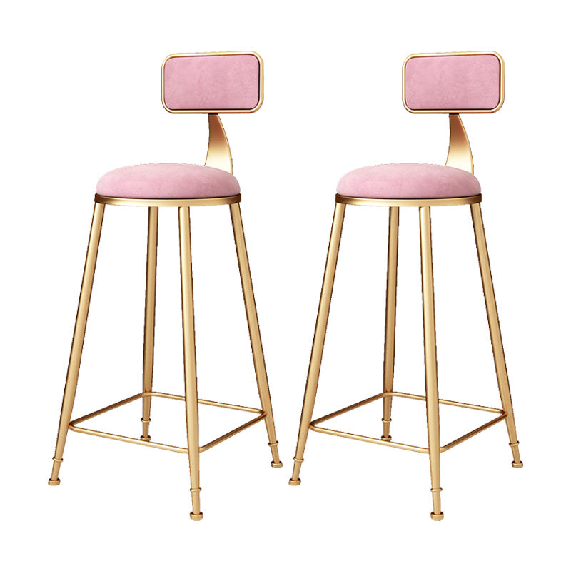 Glam Round Upholstered Counter Stool Low Back Stool with Gold Frame