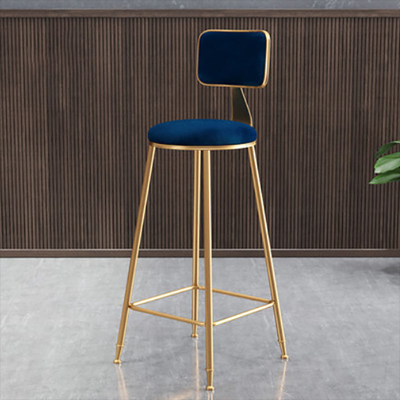 Glam Round Upholstered Counter Stool Low Back Stool with Gold Frame