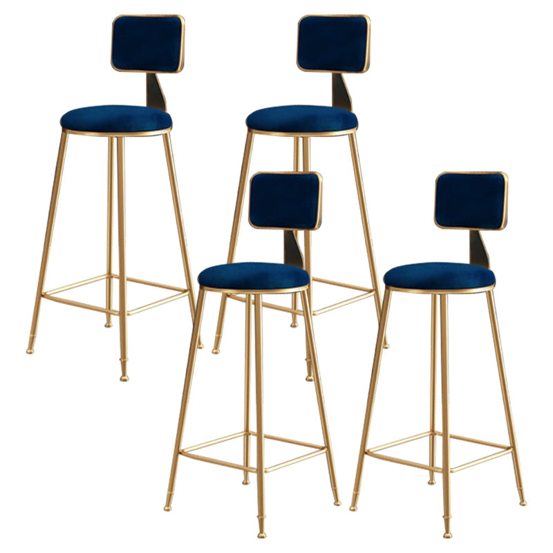 Glam Round Upholstered Counter Stool Low Back Stool with Gold Frame