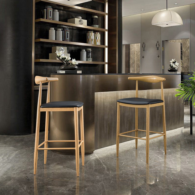 Industrial Wooden Counter Height Stools Armless Bar Stool With Low Black