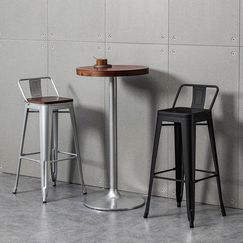 Contemporary Style Barstool Square Low Back Bar Stool with Metal Legs