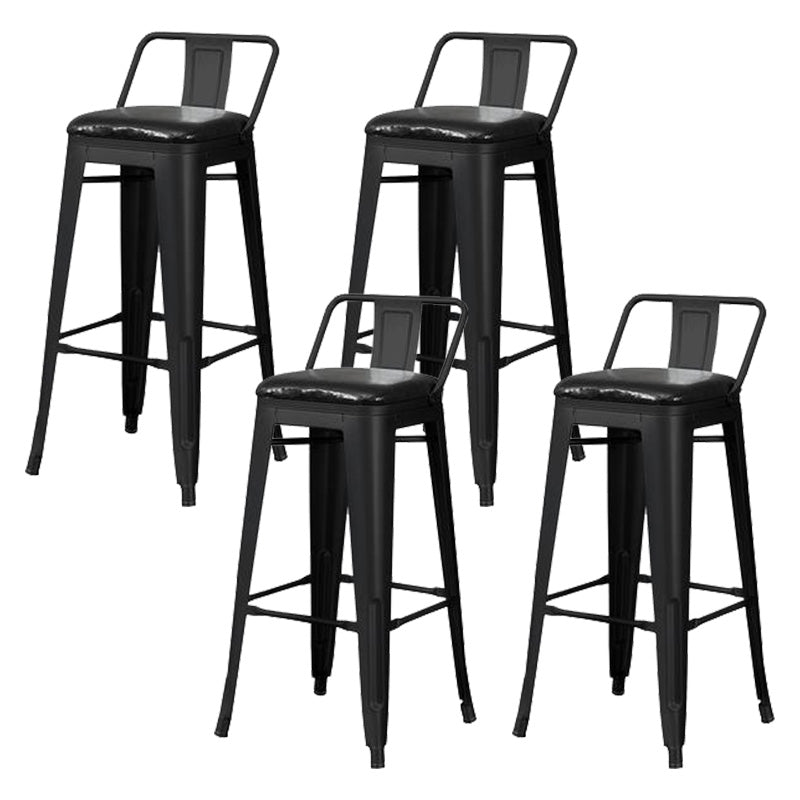 Contemporary Style Barstool Square Low Back Bar Stool with Metal Legs