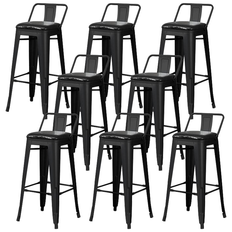 Contemporary Style Barstool Square Low Back Bar Stool with Metal Legs