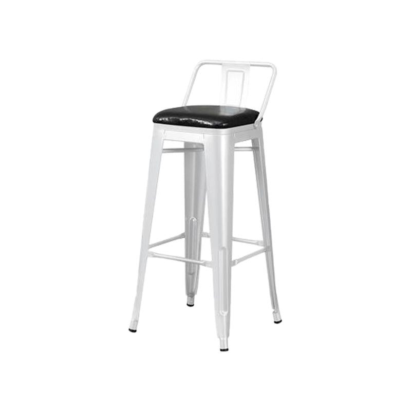 Contemporary Style Barstool Square Low Back Bar Stool with Metal Legs