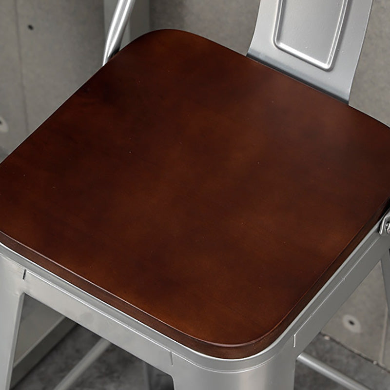 Contemporary Style Barstool Square Low Back Bar Stool with Metal Legs