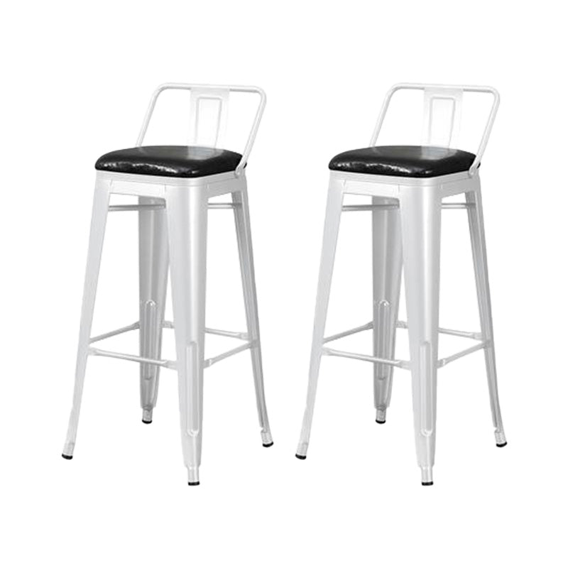 Contemporary Style Barstool Square Low Back Bar Stool with Metal Legs