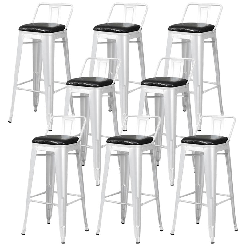 Contemporary Style Barstool Square Low Back Bar Stool with Metal Legs