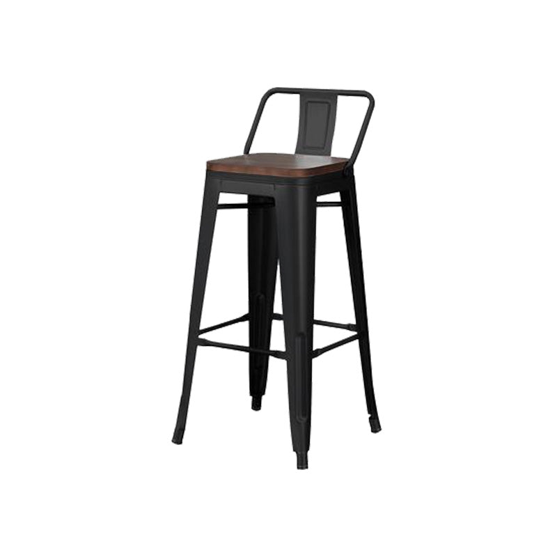 Contemporary Style Barstool Square Low Back Bar Stool with Metal Legs