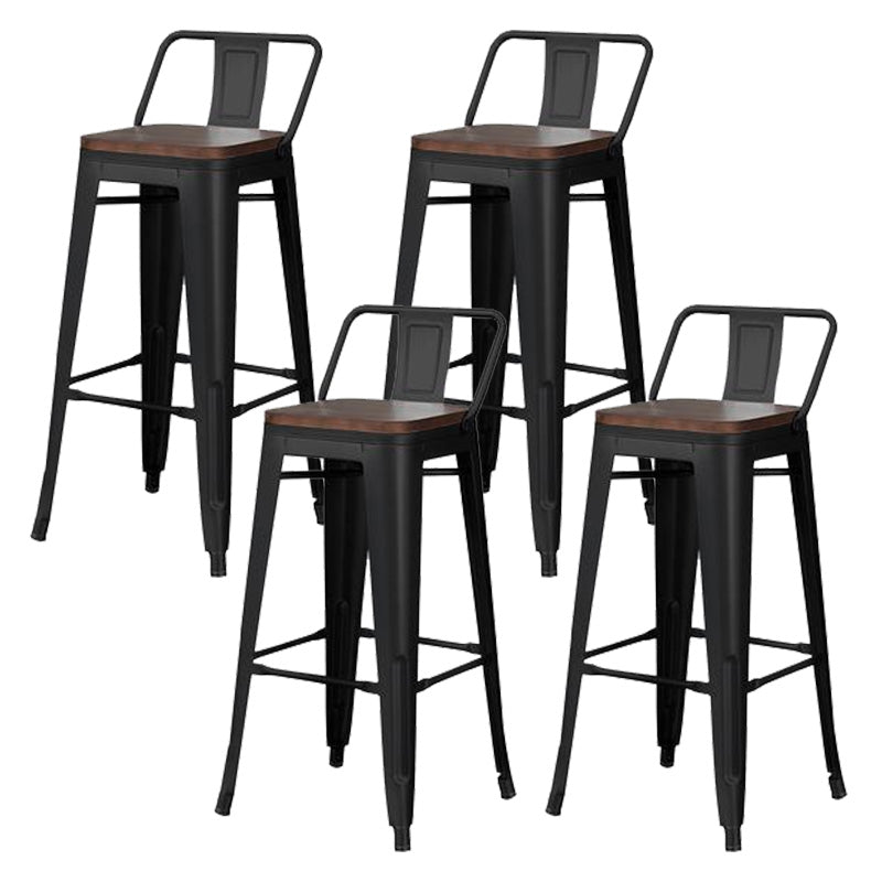 Contemporary Style Barstool Square Low Back Bar Stool with Metal Legs
