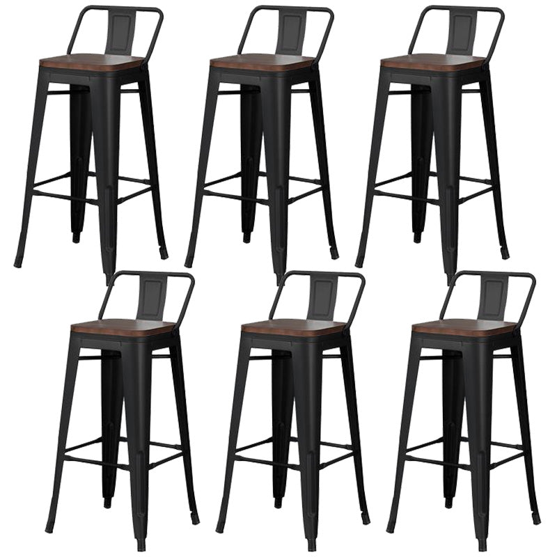 Contemporary Style Barstool Square Low Back Bar Stool with Metal Legs