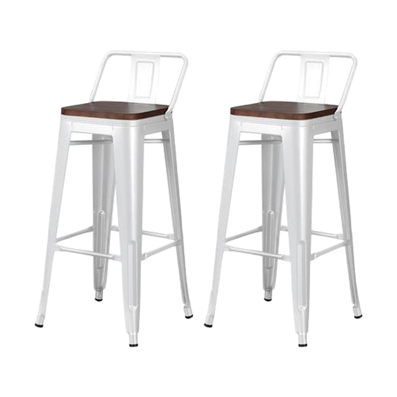 Contemporary Style Barstool Square Low Back Bar Stool with Metal Legs