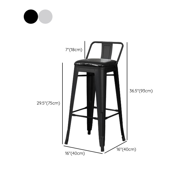 Contemporary Style Barstool Square Low Back Bar Stool with Metal Legs