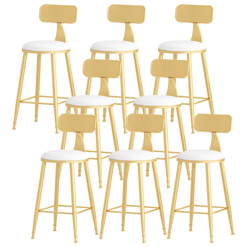 Glam Style Round Barstool Armless Low Back Bar Stool with Metal Base