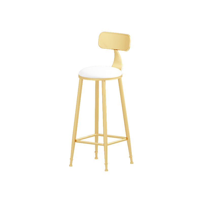 Glam Style Round Barstool Armless Low Back Bar Stool with Metal Base