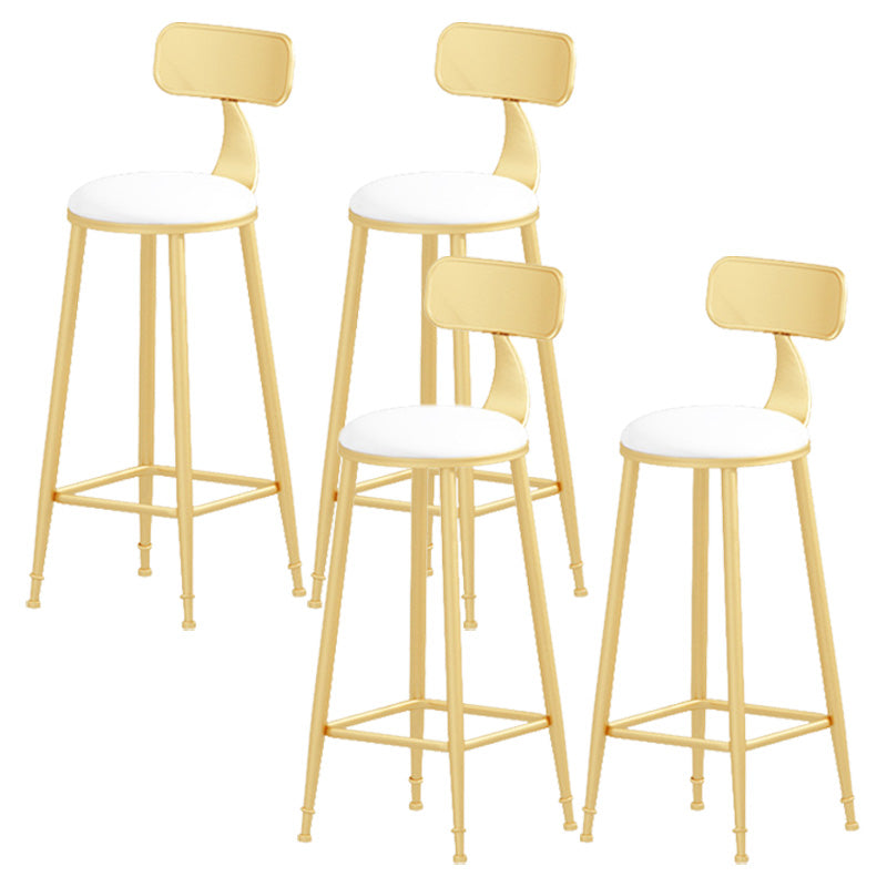 Glam Style Round Barstool Armless Low Back Bar Stool with Metal Base