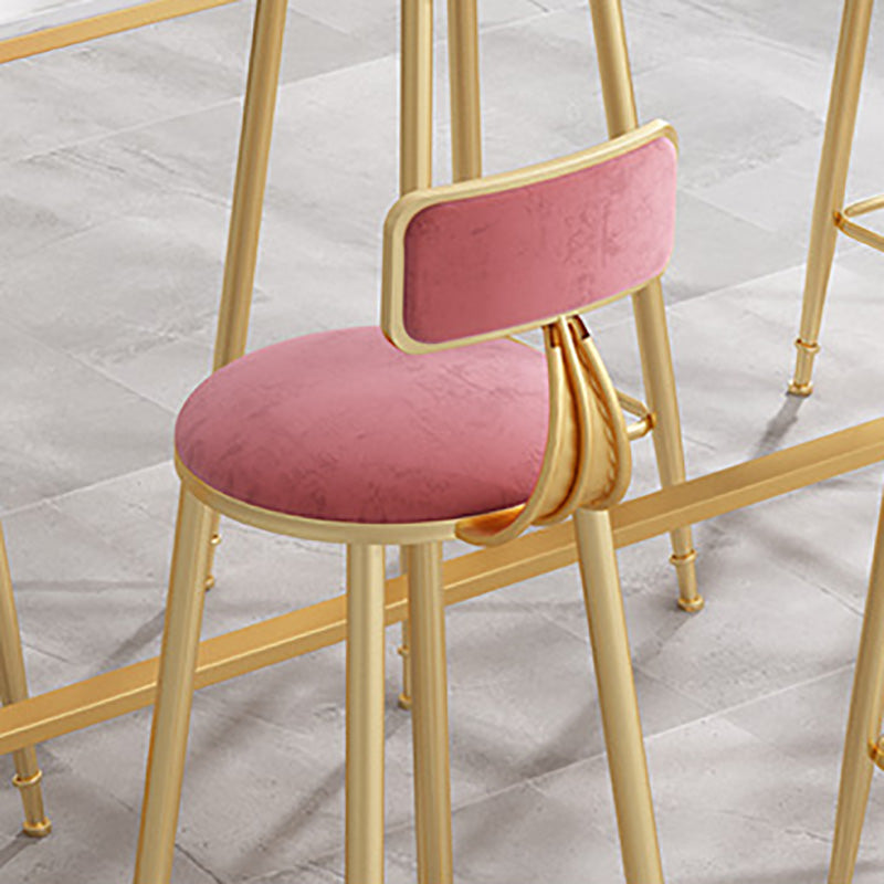 Glam Style Round Barstool Armless Low Back Bar Stool with Metal Base