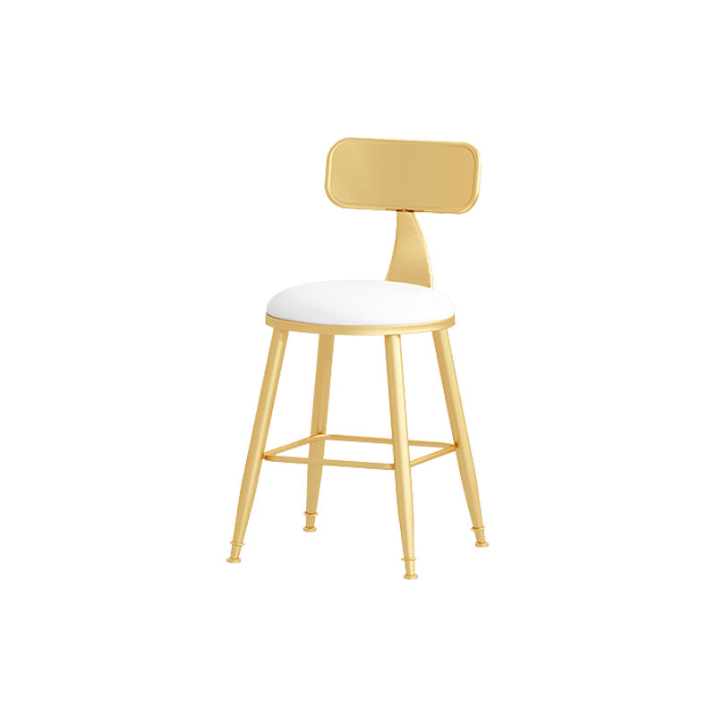 Glam Style Round Barstool Armless Low Back Bar Stool with Metal Base