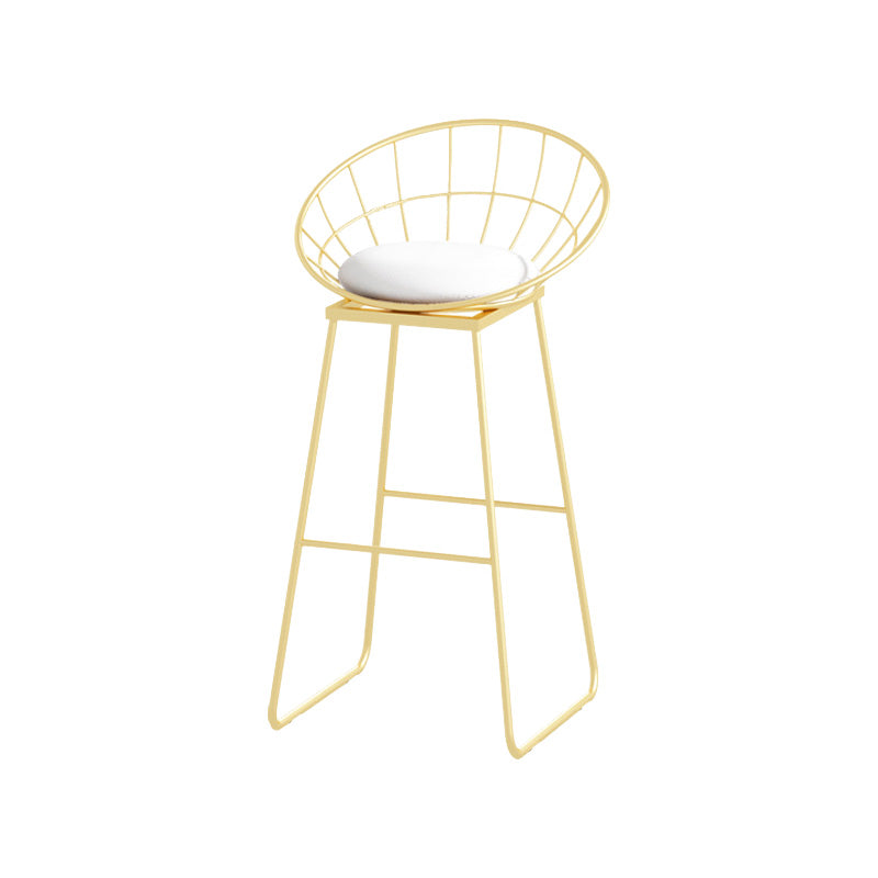 Glam Style Round Barstool Armless Low Back Bar Stool with Metal Base