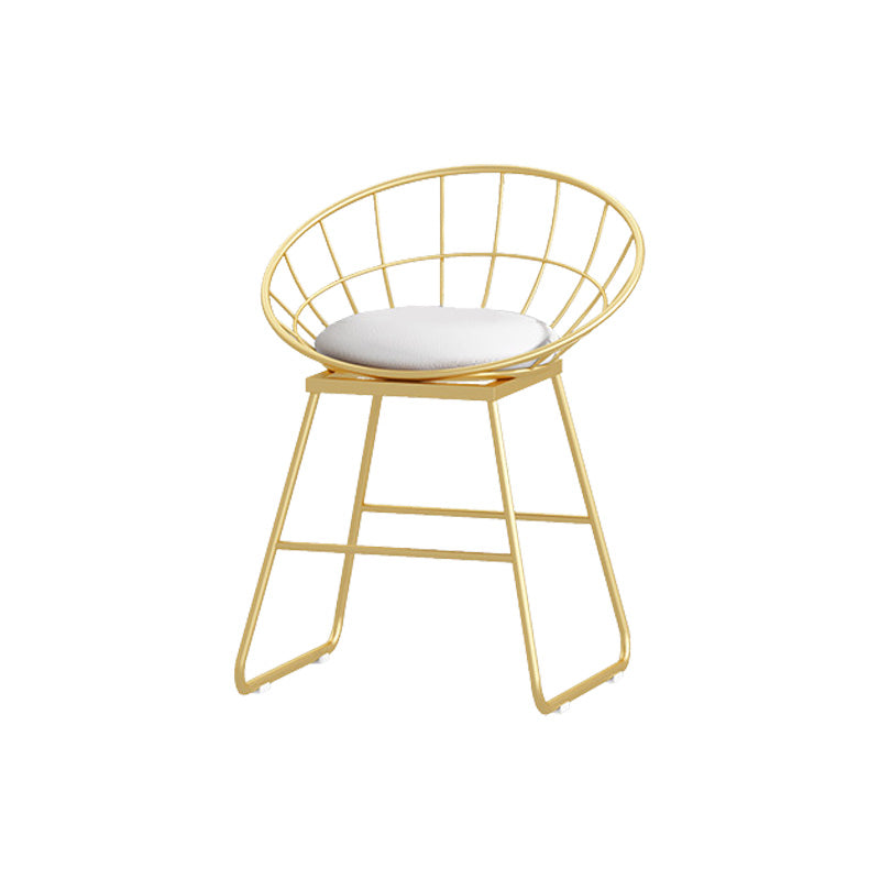 Glam Style Round Barstool Armless Low Back Bar Stool with Metal Base