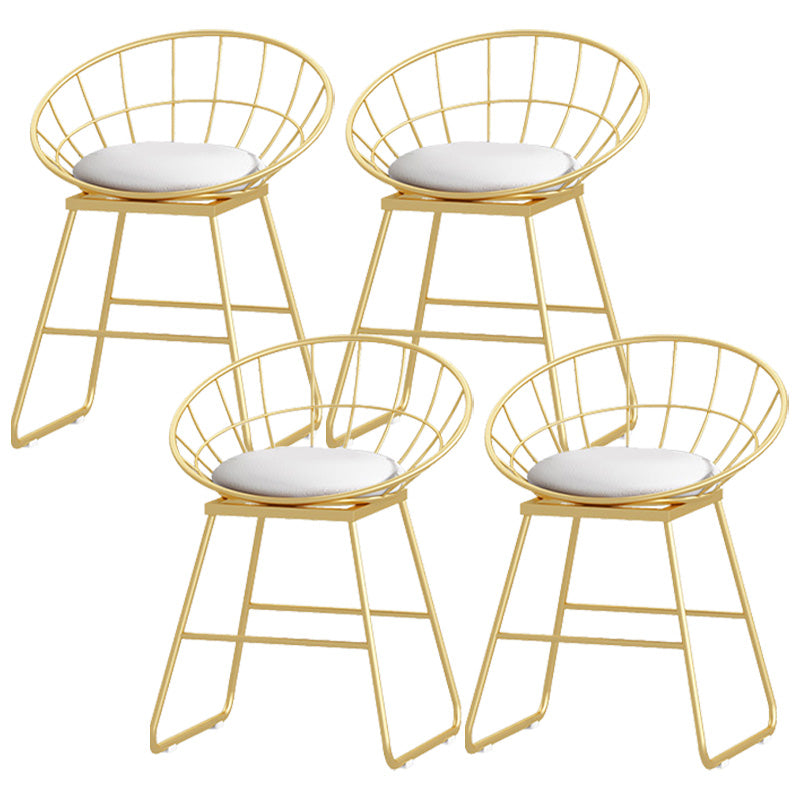 Glam Style Round Barstool Armless Low Back Bar Stool with Metal Base