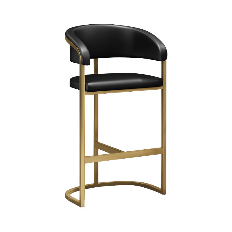Glam Style Faux Leather Barstool Low Back Bar Stool with Gold Frame