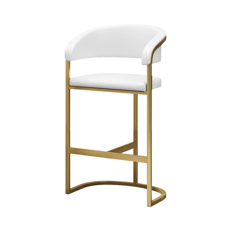 Glam Style Faux Leather Barstool Low Back Bar Stool with Gold Frame