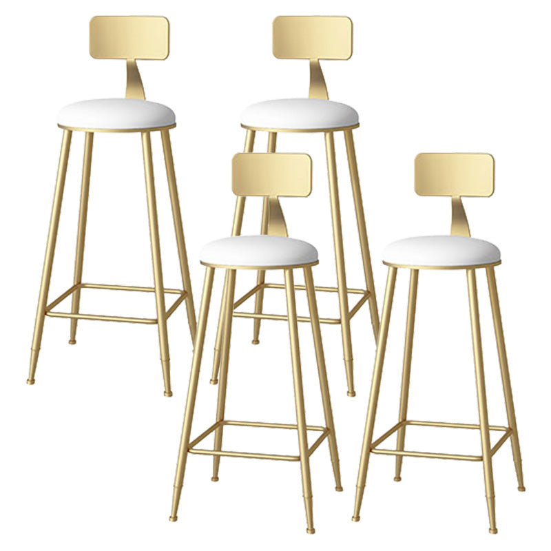 Glam Style Upholstered Barstool Round Low Back Bar Stool with Gold Frame
