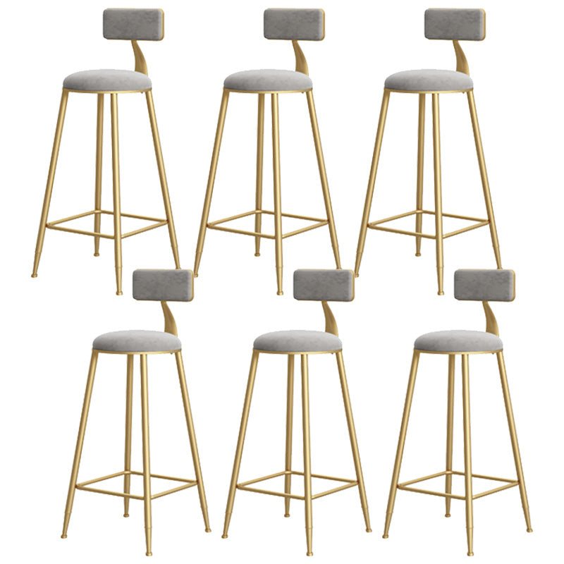Glam Style Upholstered Barstool Round Bar Height Stool with Gold Frame
