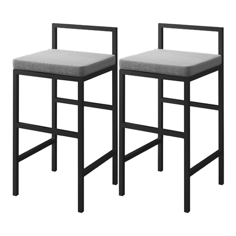 Glam Style Upholstered Barstool Square Bar Height Stool for Living Room
