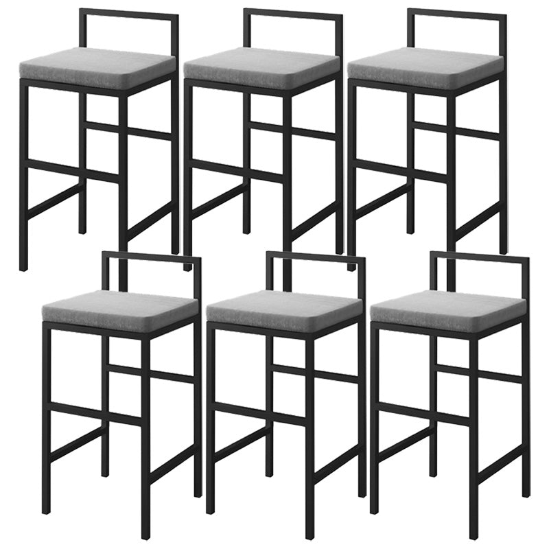 Glam Style Upholstered Barstool Square Bar Height Stool for Living Room