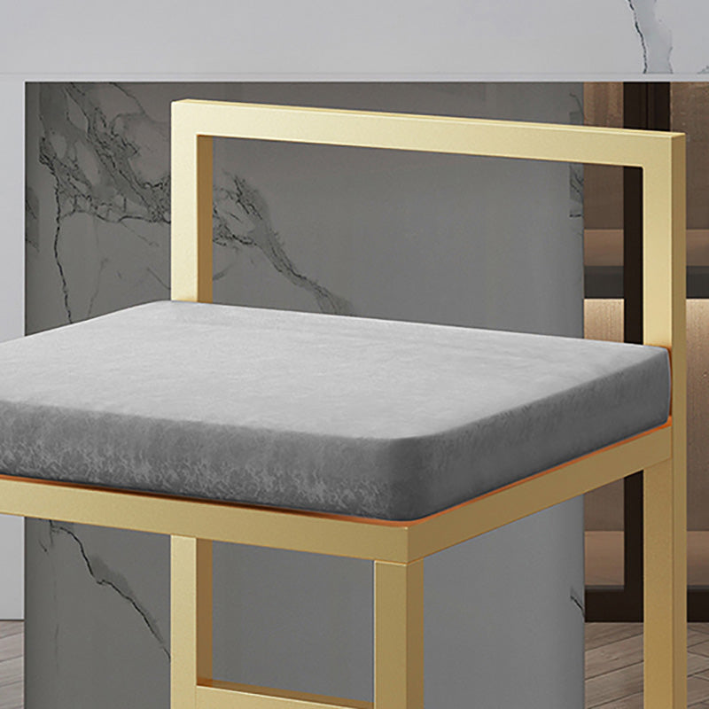 Glam Style Upholstered Barstool Square Bar Height Stool for Living Room