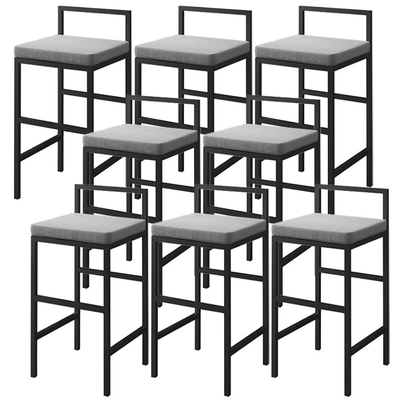 Glam Style Upholstered Barstool Square Bar Height Stool for Living Room