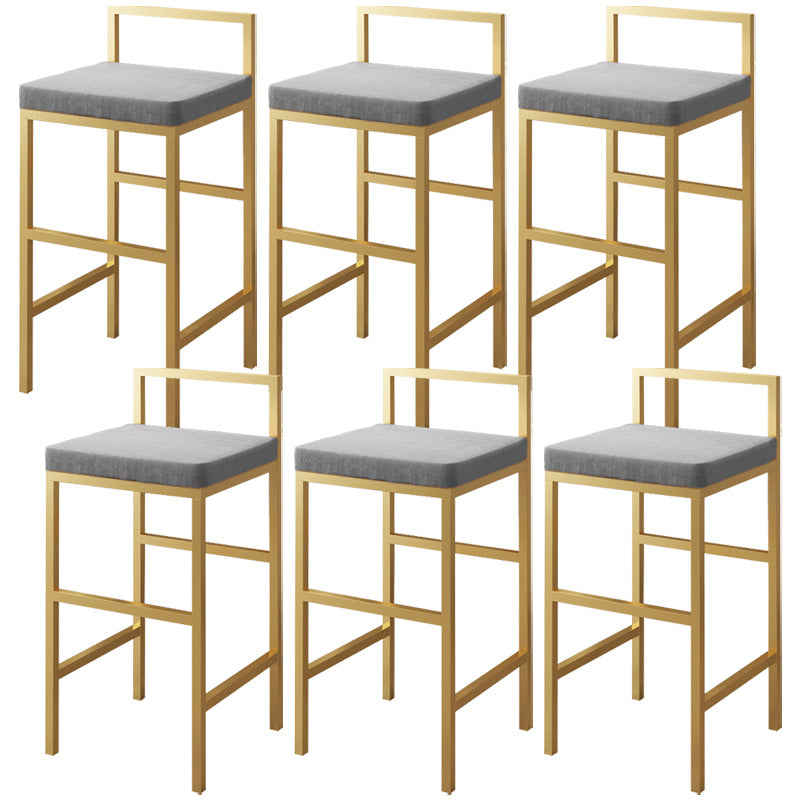 Glam Style Upholstered Barstool Square Bar Height Stool for Living Room