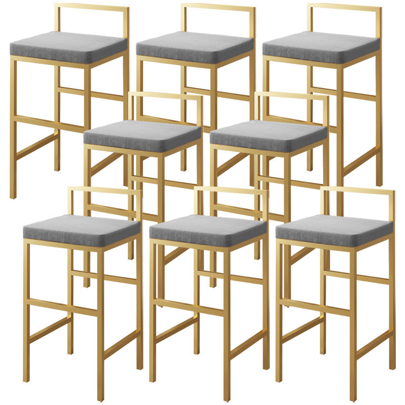 Glam Style Upholstered Barstool Square Bar Height Stool for Living Room