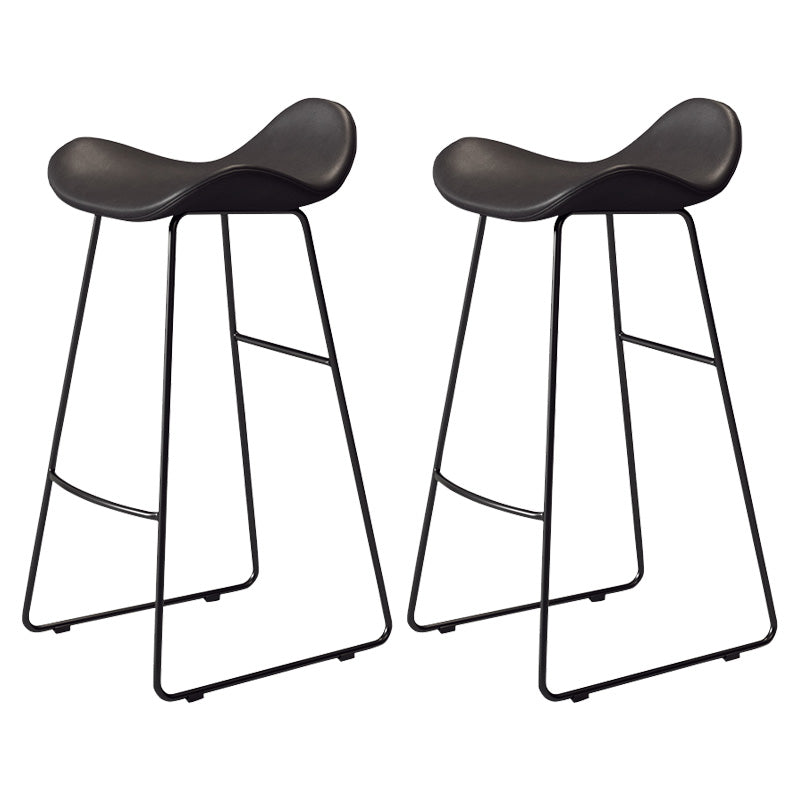 Glam Style Faux Leather Barstool Armless Bar Stool for Living Room