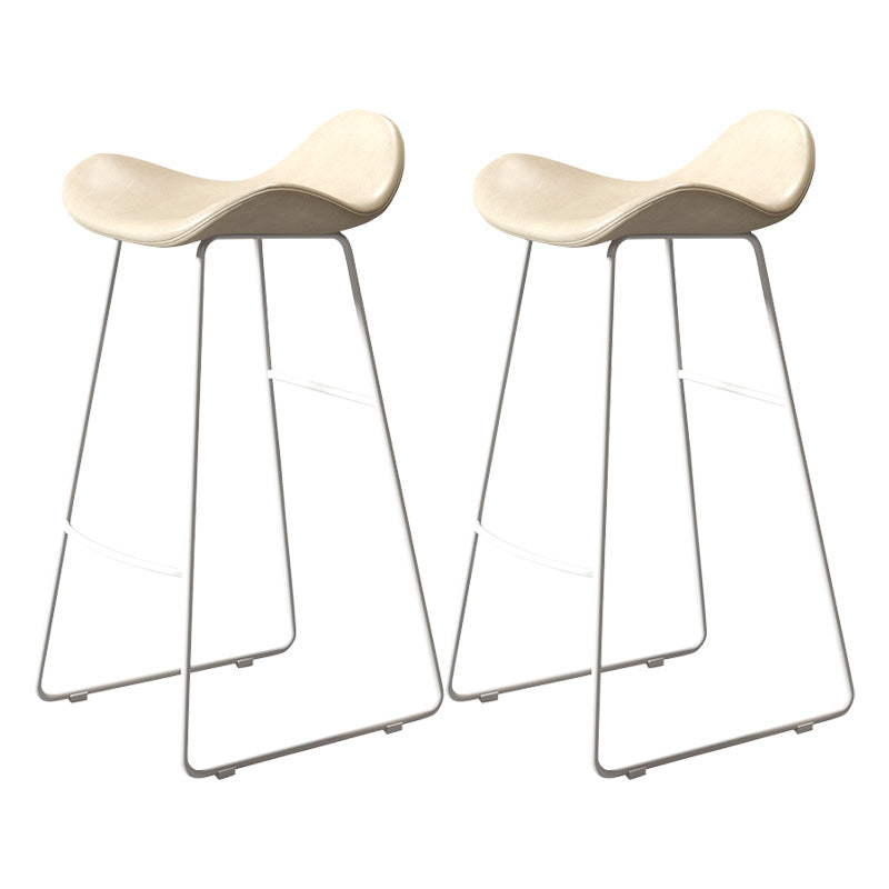 Glam Style Faux Leather Barstool Armless Bar Stool for Living Room