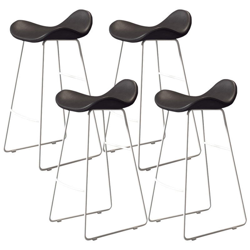 Glam Style Faux Leather Barstool Armless Bar Stool for Living Room