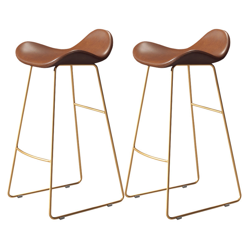 Glam Style Faux Leather Barstool Armless Bar Stool for Living Room