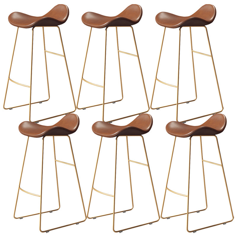 Glam Style Faux Leather Barstool Armless Bar Stool for Living Room