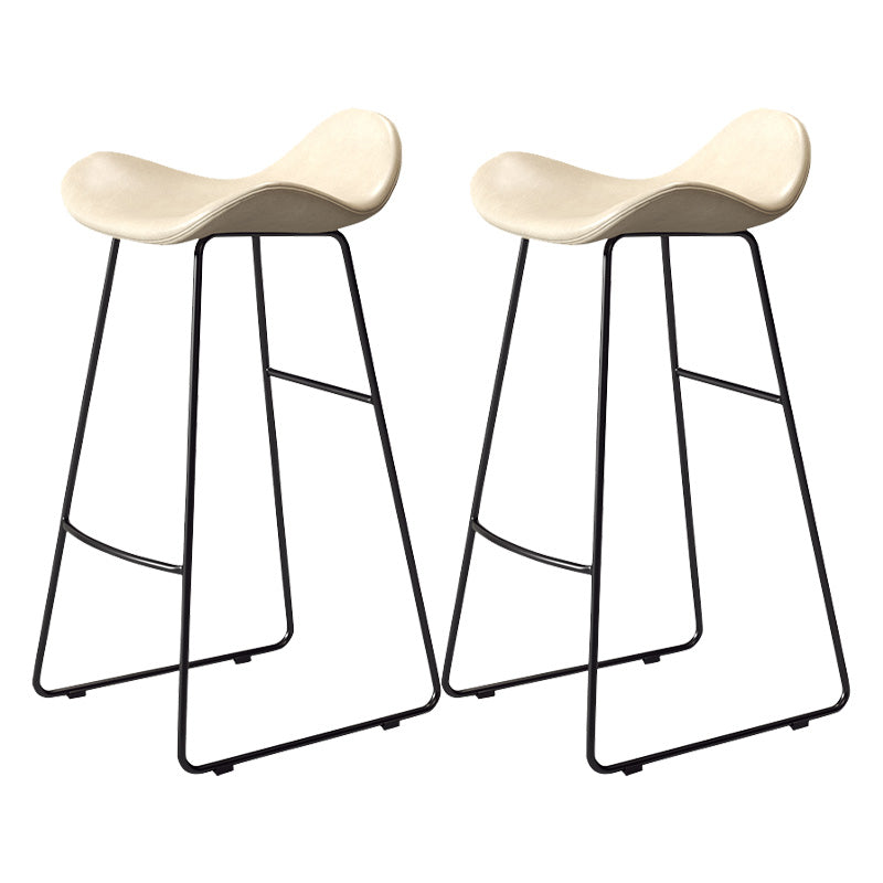 Glam Style Faux Leather Barstool Armless Bar Stool for Living Room