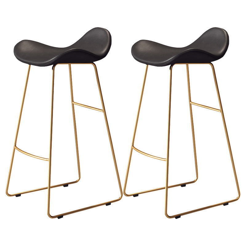 Glam Style Faux Leather Barstool Armless Bar Stool for Living Room