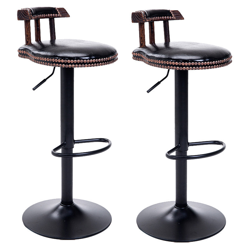 Industrial Leather Counter Height Stools Adjustable Height Bar Stool